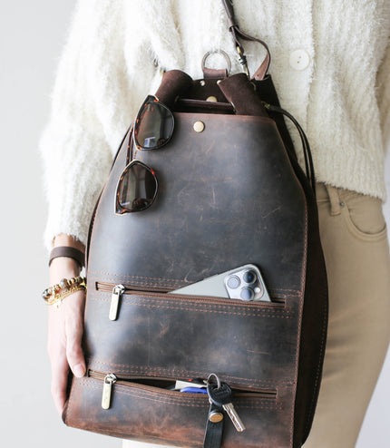 Designer Large Suede Backpack