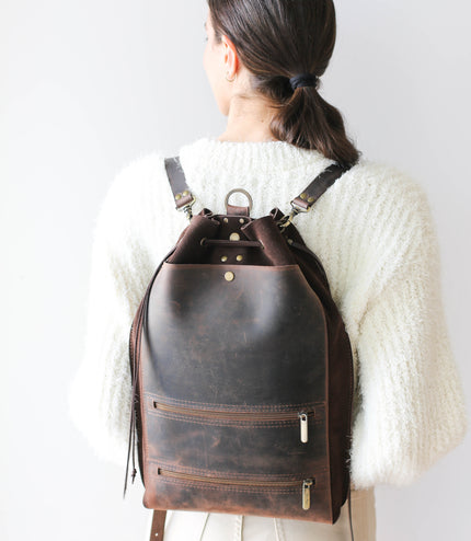 Designer Large Suede Backpack