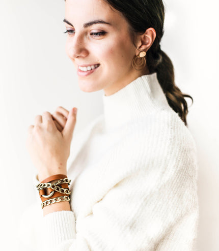 Leather Wrap Bracelets with Chain