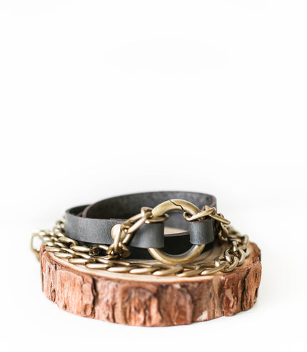 Leather Wrap Bracelets with Chain