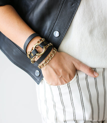 Leather Wrap Bracelets with Chain