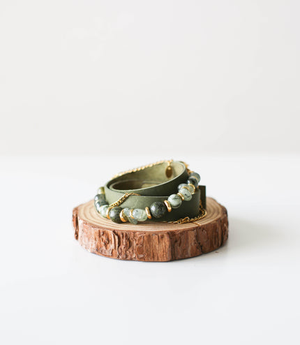 Leather Bracelet with Semi Precious Stones