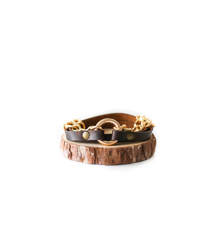 Leather Wrap Bracelets with Chain